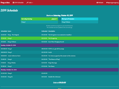 Screenshot of a schedule using the Amelia theme