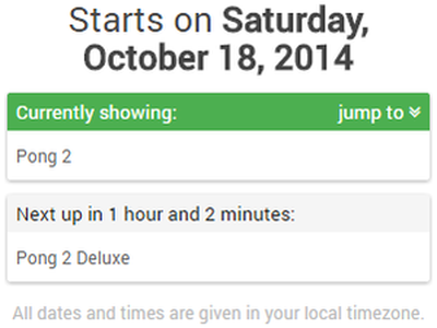 Screenshot showing the current/next item in a schedule
